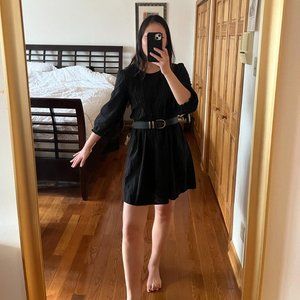 Madewell Black Puff-Sleeve Mini Dress